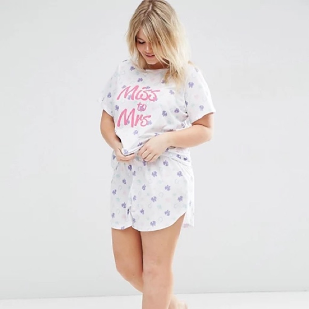ASOS CURVE Bridal 'Miss To Mrs' T-Shirt & Short Pajama Set